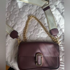 Marc Jacobs Burgundy and Gold Crossbody Bag